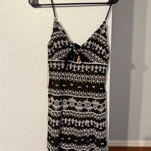 Alice + Olivia Black and Cream Embroidered Dress